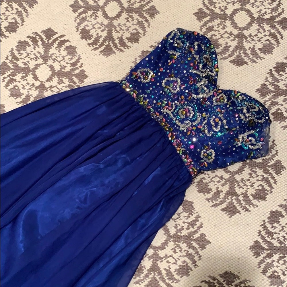 Maggie Sottero Royal Blue Beaded Prom Dress